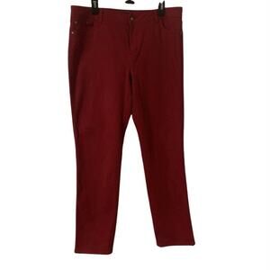 Dana Buchman Red Straight Denim Jeans size 14 Stretch High Rise